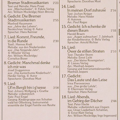 V.A.Der Liederbaum: Du bist du und ich bin ich, Foc, Harmonia Mundi/WDR(16 9548 1), D, 1985 - LP - Y8917 - 5,00 Euro