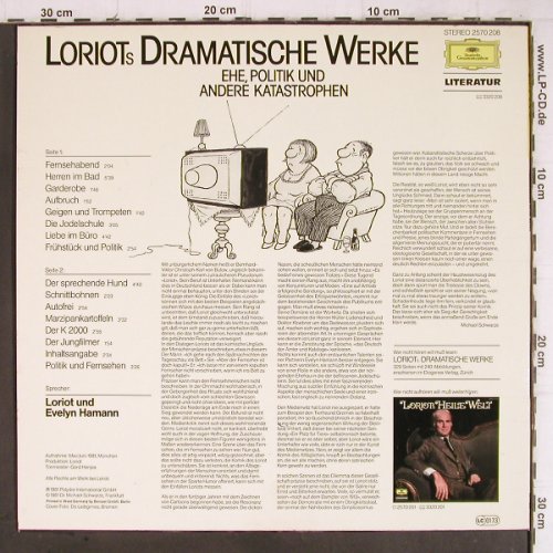 Loriot: Dramatische Werke, Evelyn Hamann, D.Gr. (2570 208), D, 1981 Typ: LP Best.-Nr.: Y9125 Preis: 6,00 Euro