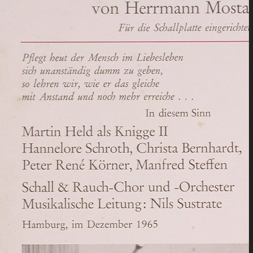 Mostar,Hermann: In diesem Sinne - Knigge 2, Telefunken (STSC 13 444), D, 1965 Typ: LP Best.-Nr.: Y9354 Preis: 7,50 Euro