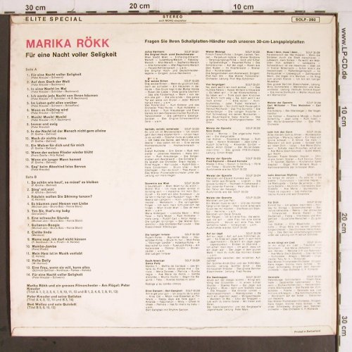 Rökk,Marika: Für eine Nacht voller Seligkeit, Elite (s/w Cover)(SOLP-292), CH, m-/vg+,  - LP - Y9413 - 5,00 Euro