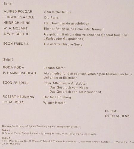 Schenk,Otto: Hoffnungslos heiter, liest Parodien, WM Produktion(WM 120 005 AO), A,  - LP - Y9431 - 7,50 Euro