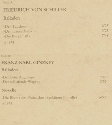 Skoda,Albin - Balladen: Friedrich v.Schiller/F.Karl Ginzkey, Amadeo(AVRS 1517), A, 1984 - LP - Y9451 - 6,00 Euro