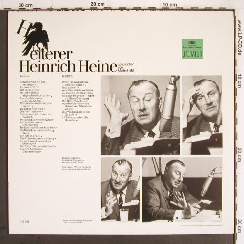 Heine,Heinrich: Heiterer,gespr.v. Martin Held,vg+/m, D.Gr. Literatur (140 029), D, 1968 Typ: LP Best.-Nr.: Y9514 Preis: 5,00 Euro