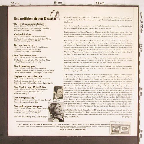 V.A.Das geht so schön ins Ohr...: Kabarettisten singen Klassiker,stoc, Kabarett aus Wien (KWL 9), A, vg+/vg+ Typ: LP Best.-Nr.: Y9603 Preis: 9,00 Euro