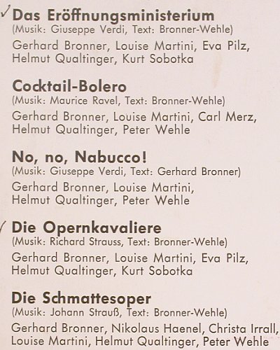 V.A.Das geht so schön ins Ohr...: Kabarettisten singen Klassiker,stoc, Kabarett aus Wien (KWL 9), A, vg+/vg+ Typ: LP Best.-Nr.: Y9603 Preis: 9,00 Euro