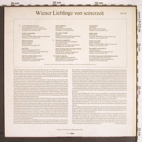 V.A.Wiener Lieblinge von seinerzeit: Hans Moser,G.Werbezirk,F.Imhoff, Preiser Records (PR 9831), A, woc Typ: LP Best.-Nr.: Y9618 Preis: 7,50 Euro