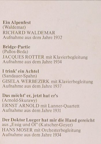 V.A.Wiener Lieblinge von seinerzeit: Hans Moser,G.Werbezirk,F.Imhoff, Preiser Records (PR 9831), A, woc Typ: LP Best.-Nr.: Y9618 Preis: 7,50 Euro