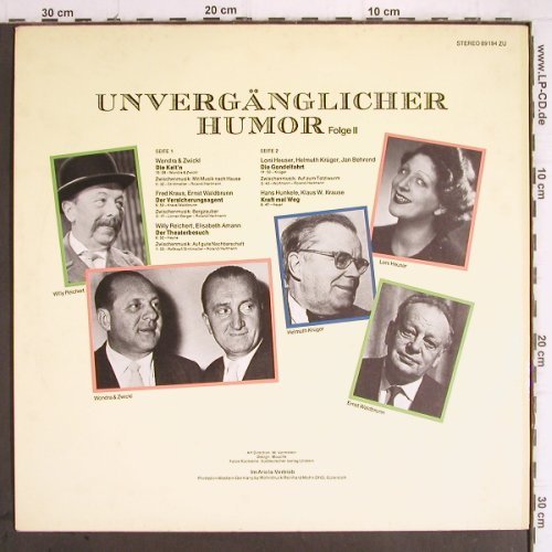 V.A.Unvergänglicher Humor Folge 2: Wondra&Zwickl.. Hans Hunkle/Krause, Ariola(89 194 ZU), D, 1975 - LP - Y9627 - 7,50 Euro