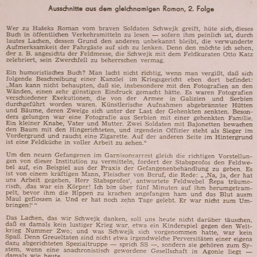 Hasek,Jaroslav: Die Abenteuer des braven Soldaten S, Litera, Ri (8 60 003), DDR,Vol.2, 1971 Typ: LP Best.-Nr.: Y9633 Preis: 7,50 Euro
