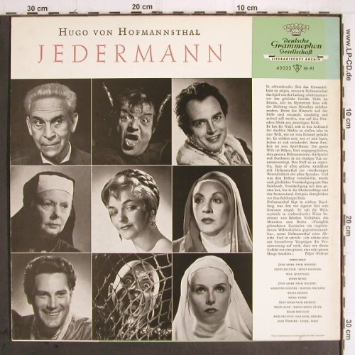 von Hofmannsthal,Hugo: Jedermann, D.Gr. (43 032), D Typ: LP Best.-Nr.: Y9684 Preis: 6,00 Euro