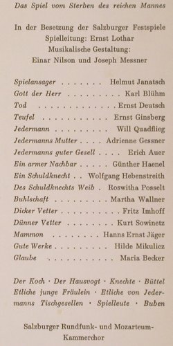 von Hofmannsthal,Hugo: Jedermann, D.Gr. (43 032), D Typ: LP Best.-Nr.: Y9684 Preis: 6,00 Euro