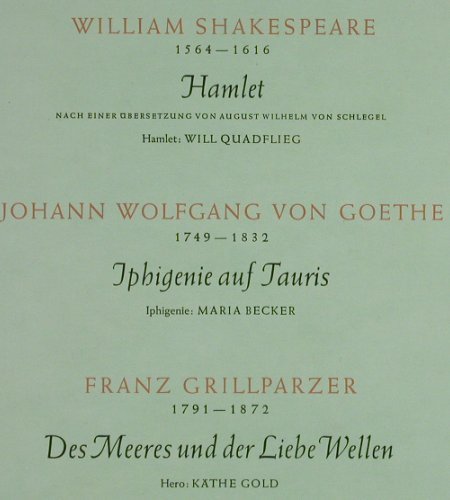 Shakespeare/von Goethe/Grillparzer: Berühmte Monologe, m-/vg+, Booklet, D.Gr.(43 002 LPMS), D, Foc, 1957 - LP - Y9686 - 7,50 Euro