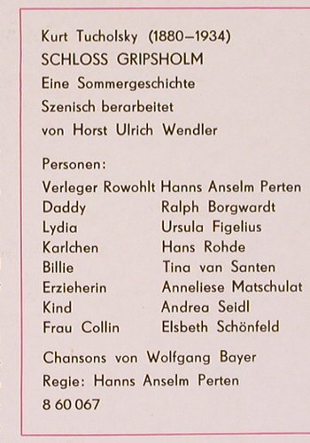 Tucholsky,Kurt: Schloss Gripsholm, Horst U.Wender, Litera(8 60 067), DDR, 1970 - LP - Y9795 - 7,50 Euro
