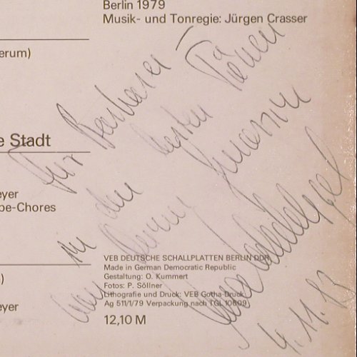 Oelschlegel,Vera: Liedertheater, sign., Eterna (8 15 116), DDR, 1979 Typ: LP Best.-Nr.: Y9805 Preis: 7,50 Euro