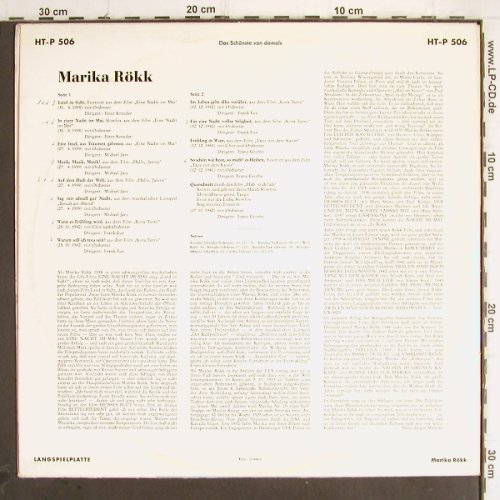 Rökk,Marika: Das schnste von damals,1938-1942, Telefunken(HT-P 506), D, vg+/vg+,  - LP - Y9845 - 6,00 Euro