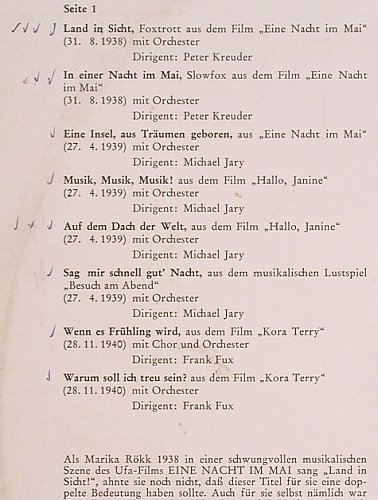 Rökk,Marika: Das schnste von damals,1938-1942, Telefunken(HT-P 506), D, vg+/vg+,  - LP - Y9845 - 6,00 Euro