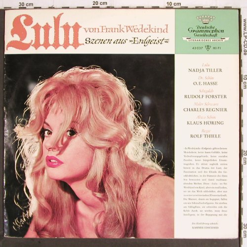 Lulu: von Frank Wedekind,Szenen, Erdgeist, D.Gr. (43 037), D, Mono, 1962 Typ: LP Best.-Nr.: Y9869 Preis: 14,00 Euro