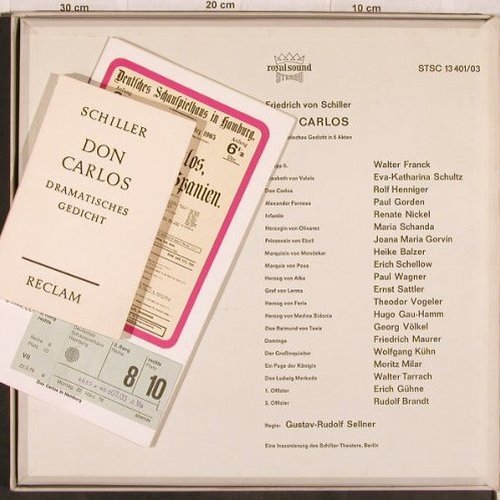 von Schiller,Friedrich: Don Carlos,Gedicht in 5 Akten, Telefunken (STSC 13 401/03), D Typ: 3LP Best.-Nr.: Y9951 Preis: 12,50 Euro
