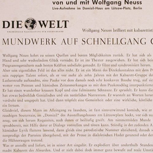 Neuss,Wolfgang: Das Jüngste Gerücht, vg+/vg+, Fontana (681 514 TL), D, Mono, 1964 Typ: LP Best.-Nr.: Y9970 Preis: 7,50 Euro