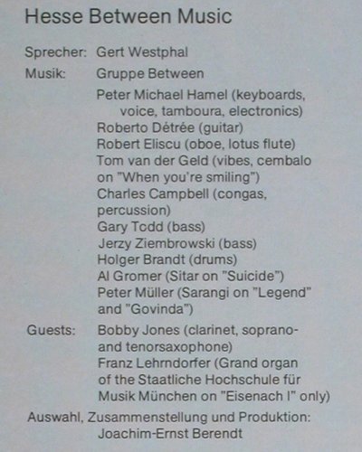 Hesse,Herman: Hesse Between Music, Gerd Westphal, Wergo/Spectrum (SM 1015), D, 1977 Typ: LP Best.-Nr.: Y9984 Preis: 17,50 Euro