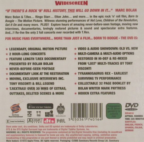 Bolan,Mark / T.Rex: Born to Boogie, FS-New, Sanctuary(SVE 4016), , 2005 - 2DVD-V - 20038 - 14,00 Euro