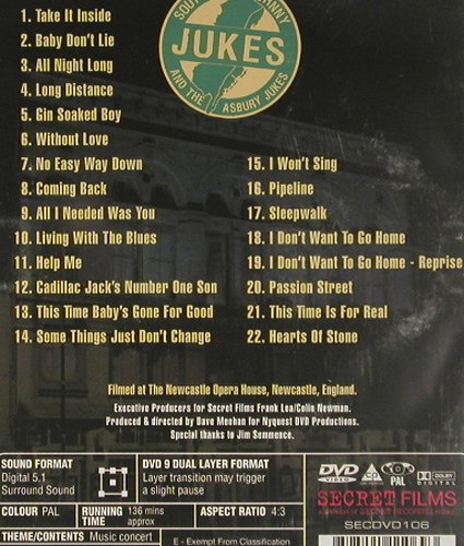 Southside Johnny and t.Asbury Jukes: Live at the Opera House, FS-New, Secret Films (SECDVD 106), , 2003 Typ: DVD-V Best.-Nr.: 20047 Preis: 10,00 Euro