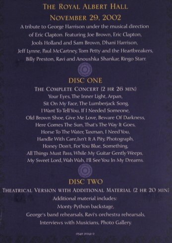 V.A.Concert For George: The Royal Albert Hall,Nov. 29.2002, Warner (034970241-2), , 03 Typ: 2DVD Best.-Nr.: 20081 Preis: 12,50 Euro