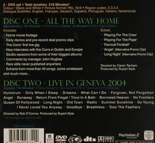 Corrs: All The Way Home, WB, D, 05 Typ: 2DVD-V Best.-Nr.: 20130 Preis: 10,00 Euro