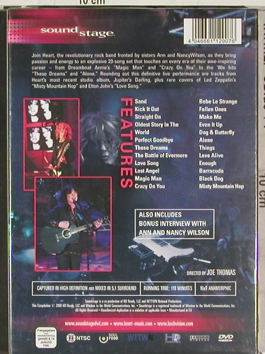 Heart: Live, 5.1, FS-New, HD Ready (SOUND 002), EU, 2008 Typ: DVD-V Best.-Nr.: 20205 Preis: 14,00 Euro