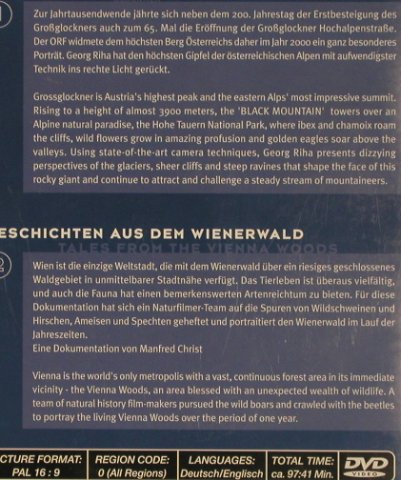ORF Universum - Glockner: Der schwarze Berg,Vienna Woods, ORF, D, 02 Typ: DVD-V Best.-Nr.: 20127 Preis: 10,00 Euro