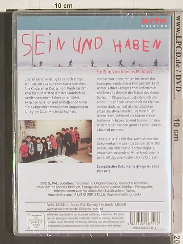 Sein und Haben: von Micolas Philibert, FS-New, arte ed. (747), , 2003 Typ: DVD-V Best.-Nr.: 20171 Preis: 14,00 Euro