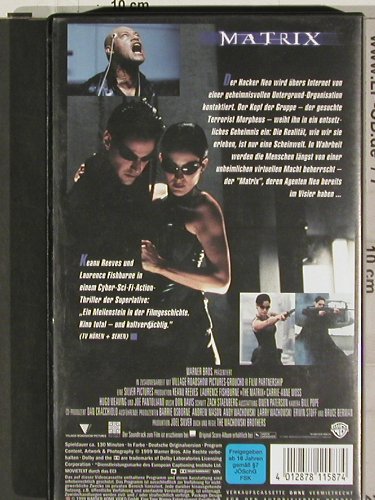 Matrix: Keanu Reeves,Laurence Fishburn, WB (16985), 130 min, 1999 Typ: VHS Best.-Nr.: 20207 Preis: 5,00 Euro