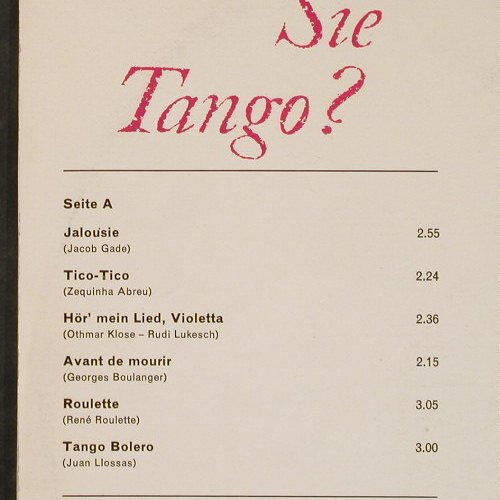V.A.Lieben Sie Tango ?: Orch Karl de Groof,Lutz Albrecht..., Elite Special(SOLP-S-33 252), D/CH,  - LP - E4887 - 7,50 Euro
