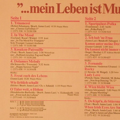 Last,James: Mein Leben ist Musik, Polydor(2437 379), D, 1973 - LP - E7607 - 7,50 Euro