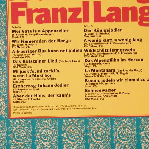 Lang,Franzl: Jodler-König, DSC, Philips(61 531), D,  - LP - E8982 - 7,50 Euro