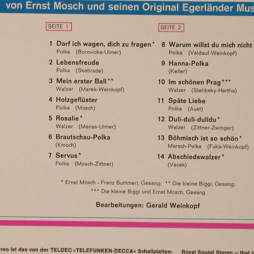 Mosch,Ernst & Seine Orig.Egerländer: Lieblingsmelodien, Telefunken(SLE 14 518-P), D, 1968 - LP - F1586 - 9,00 Euro