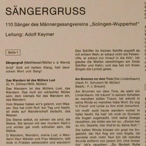 Männergesangverein Solingen: Wupperhof - Sänger Gruß, Telefunken(SLE 14 582-P), D,  - LP - F1593 - 9,00 Euro