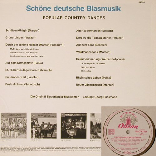 Original Siegerländer Musikanten: Schöne deutsche Blasmusik, Odeon(83 586 SMO), D,  - LP - F2085 - 9,00 Euro