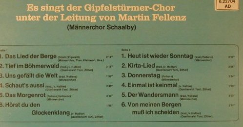 Männerchor Schaalby: La Montanara-d.GipfelstürmerChor, Diamant(6.22704 AD), D, FS-New,  - LP - F3930 - 17,50 Euro