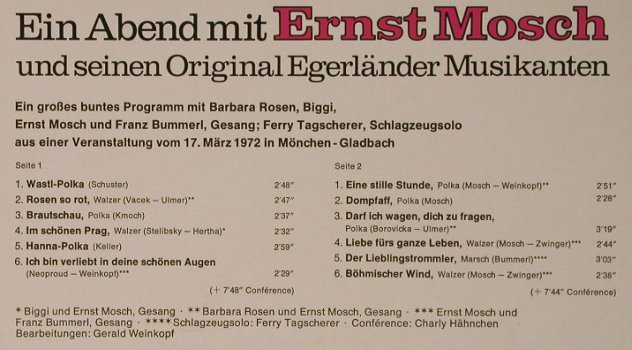 Mosch,Ernst: Ein Abend mit, Ri, Telefunken(6.21291 AG), D, 1973 - LP - F5466 - 7,50 Euro