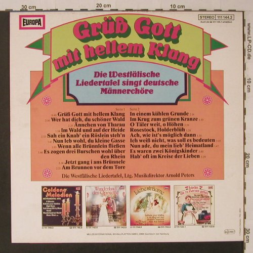 Westfälische Liedertafel: Grüß Gott Mit Hellem Klang, Europa(111 144.2), D, 1980 - LP - F5486 - 6,00 Euro