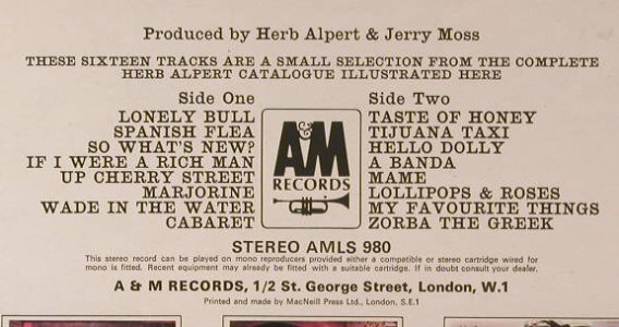 Alpert,Herb & Tijuana Brass: Greatest Hits, Foc, AM(AMLS 980), UK, 1970 - LP - F6682 - 9,00 Euro