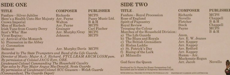 Band Of The Life Guards: The Queen' Silver Jubilee 1952-1977, K-tel(NE 963), UK, Foc, 1977 - LP - F8385 - 12,50 Euro
