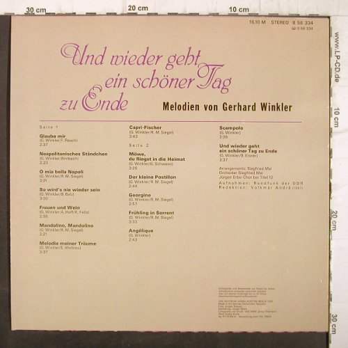 Winkler,Gerhard: Und wieder geht e.schön.Tag zu Ende, Amiga(8 56 334), DDR, 1988 - LP - F9225 - 6,00 Euro