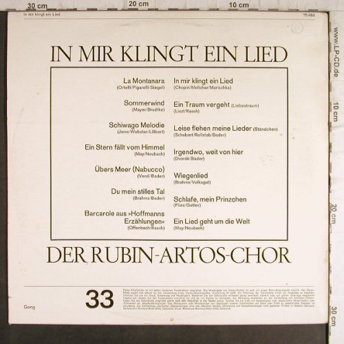 Rubin Artos-Chor: In mir klingt ein Lied, Gong(75 483), D,  - LP - F9293 - 5,00 Euro