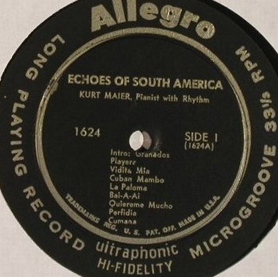 Maier,Kurt - Pianist with Rhythm: Encores of South America, vg-/m-, Allegro(1624), US,  - LP - F9871 - 6,00 Euro