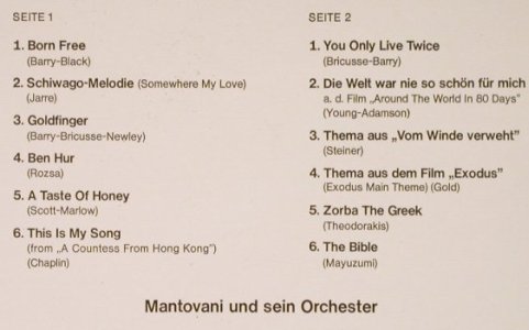 Mantovani & sein Orchester: Mantovani-Filmmelodien, Sonderaufl., Decca(63 99), D,  - LP - F9924 - 6,00 Euro