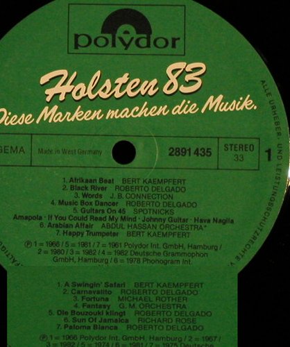 V.A.Holsten 83: Diese Marken machen die Musik, Polydor(2891 435), D,  - LP - H1044 - 9,00 Euro