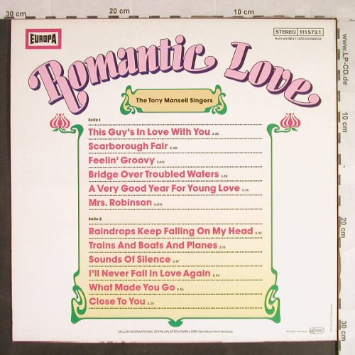 Mansell Singers,Tony: Romantic Love, Europa(111 573.1), D, 1982 - LP - H1391 - 5,00 Euro