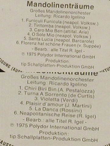 Großes Mandolinen-Orchester: Mandolinenträume, Muster No Cover, Karussell(2430 231), D, 1975 - LP - H2084 - 7,50 Euro
